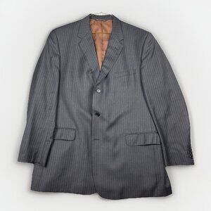 Men's Coppley x Harry Rosen 47W Brown / Grey Pinstripe Scabal Wool Sport Coat